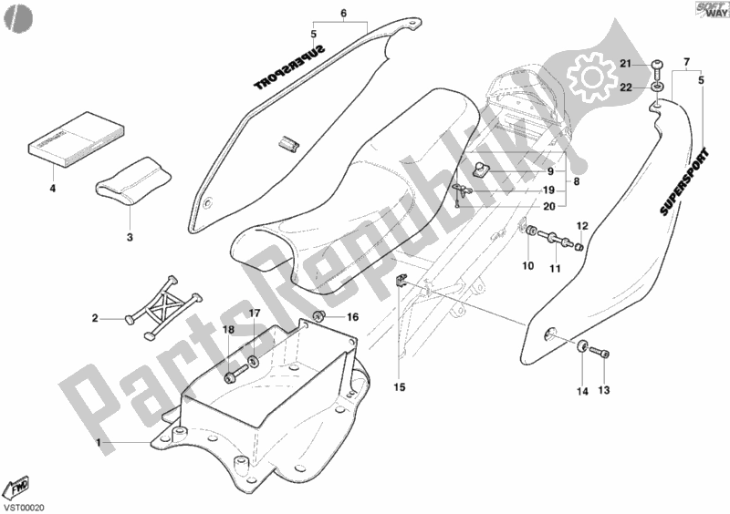 Tutte le parti per il Posto A Sedere del Ducati Supersport 1000 SS 2004